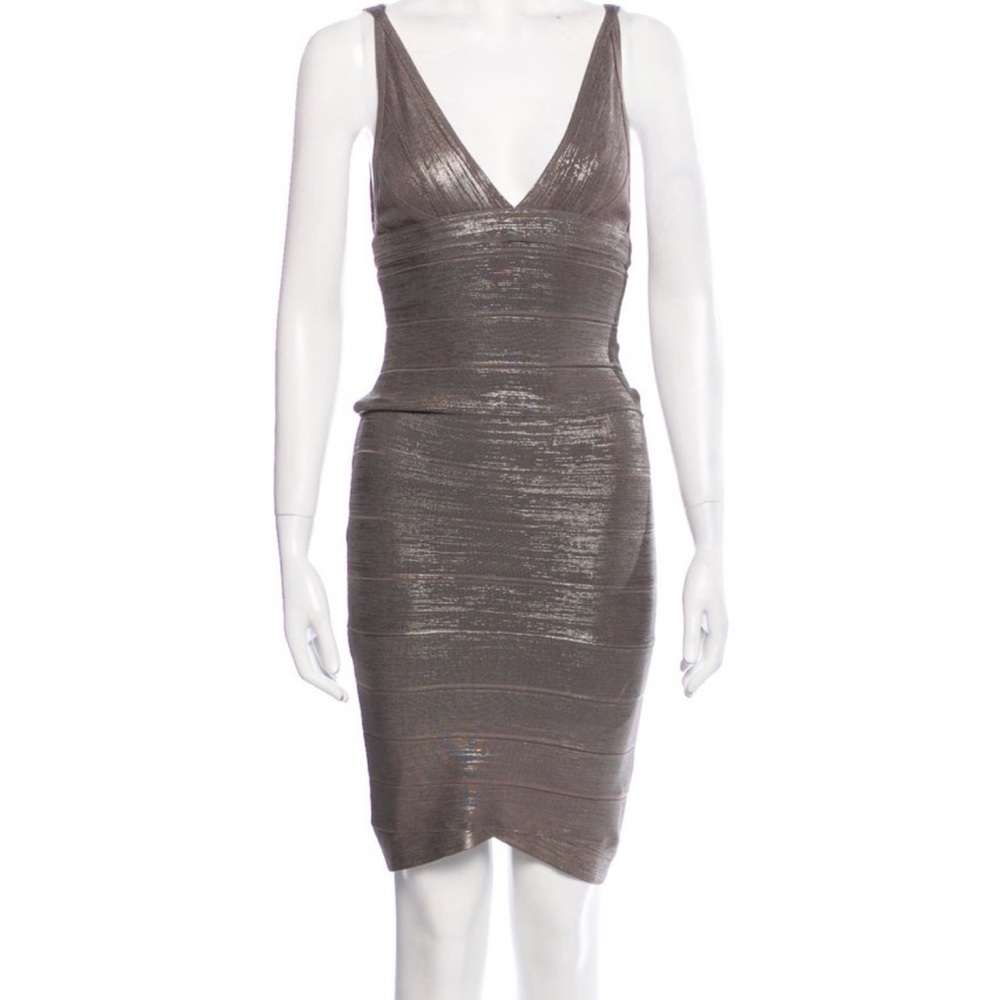 Herve Leger Metallic Gray Mini Dress
